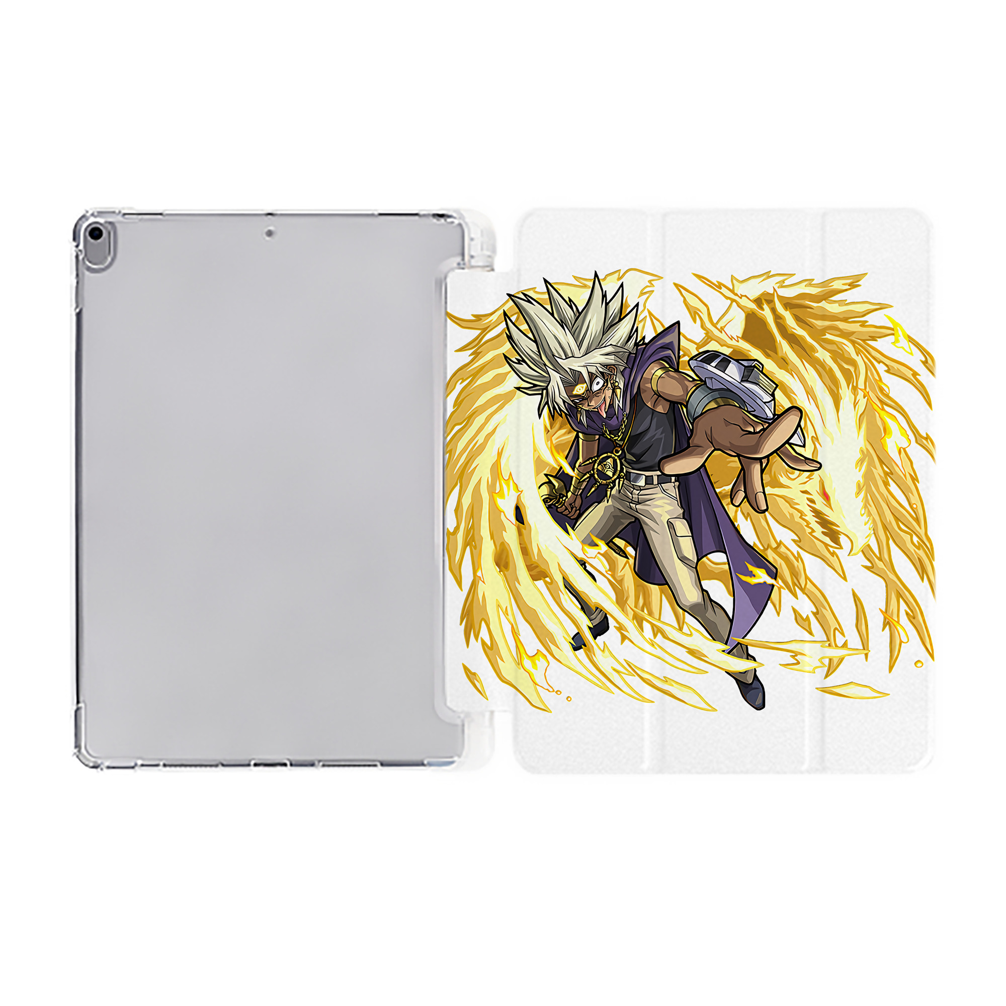 （画像用） 遊☆戯☆王 Yu-Gi-Oh! IPad ケース ペン収納付き 三つ折りスタンド PUレザー×シリコン 対応機種9.5/10.5/10.9インチ